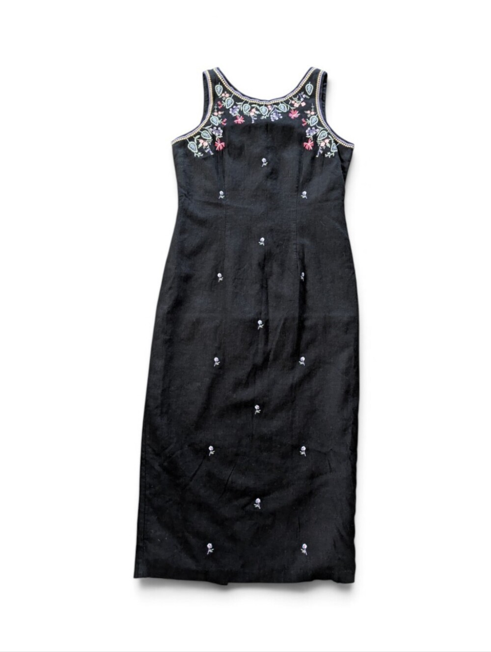Ultra Dress New York Vintage 90's Sheath Dress Black Floral Embroidered